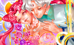 knockingout:  Fanart of Chibiusa and Helios