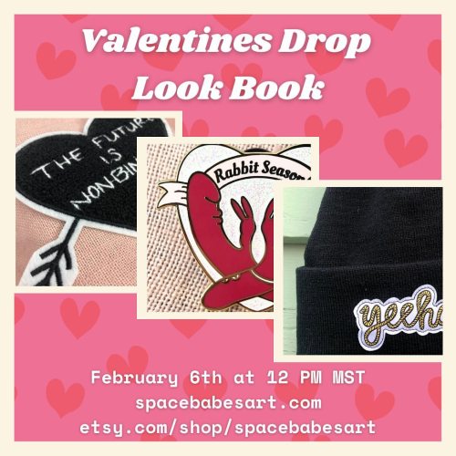  Valentines Drop Look Book just for you! swipe to see the new beanies, pins, stickers, patches, prin