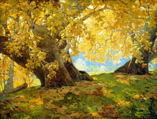 fravery:Edgar Alwyn Payne - Sycamore in Autumn, Orange County Park (c.1917)