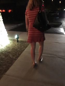 Some pictures from my husbandâ€™s phone.Â  Me leaving to meet my new friend.Â  My last words to him were â€œIâ€™ll text you when and where to pick me up either later tonightÂ or in the morningâ€.Â  Wore one of my new pair of wedges and his (and my)Â favo