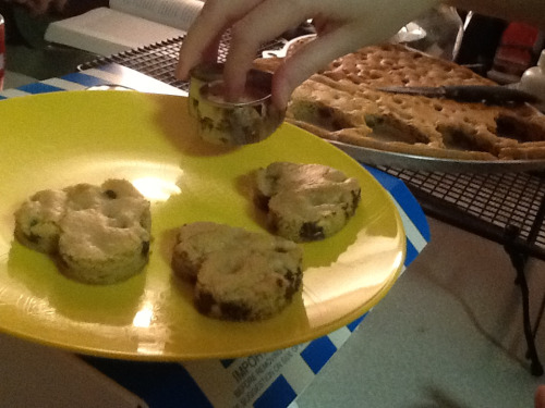 Heart shaped cookies from our heart shaped cookie cake. Definitely Mardi Gras.