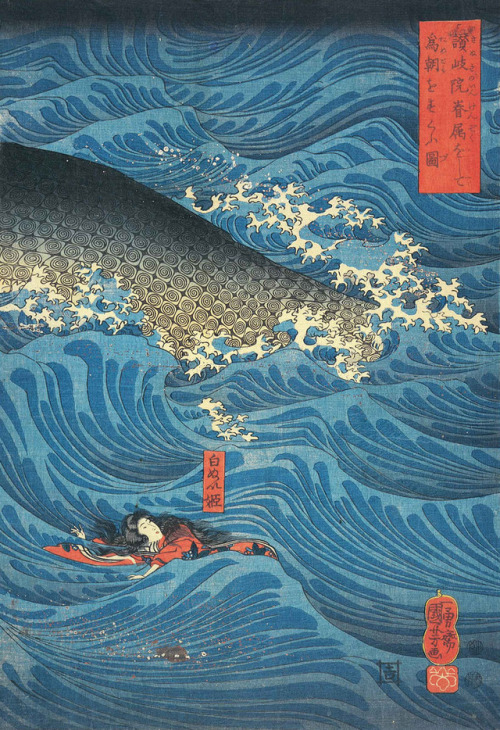 歌川国芳 | 讃岐院眷属をして為朝をすくふ図The Rescue of Minamoto no Tametomo by Goblins by Utagawa Kuniyoshi (1797-1861)