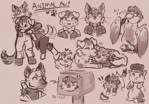 Silly Little Super Rough 2am Doodles For An Animal Au Im Working On With @davemcfukinstrider :D