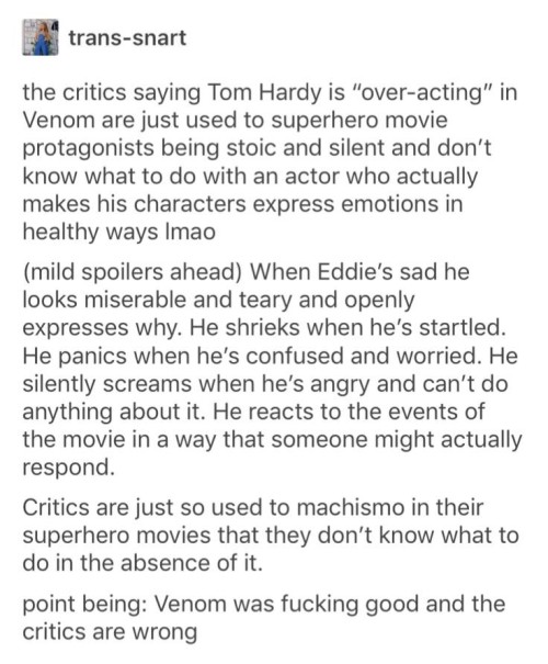 I Wanna Talk About Venom But I Can't Make A Coherent Thought So Have These I Got Off Of Pinterest