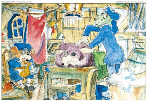 ca-tsuka:Artworks from “Sherlock Hound” 1984 japanese/italian TV series (with drawings by Hayao Miya