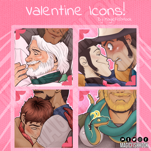 iammagicfishhook:Happy Valentine!! You can find the icons on Patreon. Link in the source!Also, I’ve 