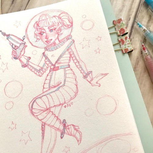 Hello cuties!! Today’s #drawgust is a #space cutie! I didn’t have the time to paint this one this mo