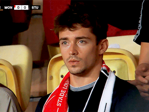 pinsaroulettes:Charles Leclerc at the AS Monaco game today (September 16, 2021)