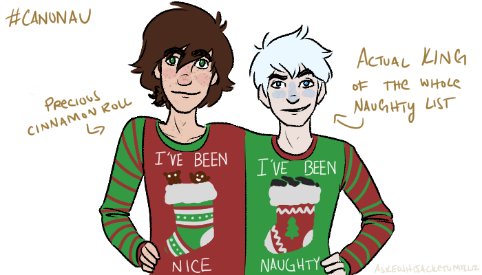 askeoshijack:  The whole collection of my AU Hijack couples and holiday sweaters.