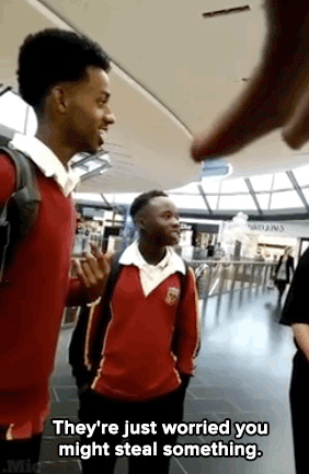 grizzlyblack301:  micdotcom:  Black Australian teenager Francis Ose posted this video Tuesday of his experience at an Apple store in Melbourne that many are calling racial profiling. After the video hit the web, the teens and their principal went back