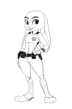 tovio-rogers:  a warm up to get back into the swing, didn’t draw much over easter so this was done to get my hand and mind back in synch. its judy hops from disney’s zootopia. i’ll color her up at some point   &lt;3