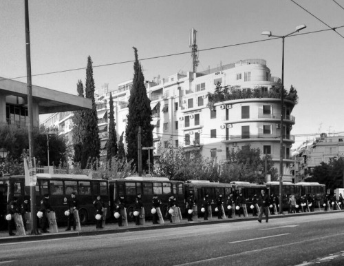 border-ctrl-delete:  Around 6,000 police deployed to try and lockdown Athens, on the day of the 40th anniversary celebrations of the Polytechnic uprising against the fascist junta. Shown the respect they deserve. 