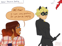 pepper-bottom:  So like, what if Chat Noir gets distracted by Marinette in the background of one of his interviews and accidentally confesses a crush on his classmate on cameraBonus: