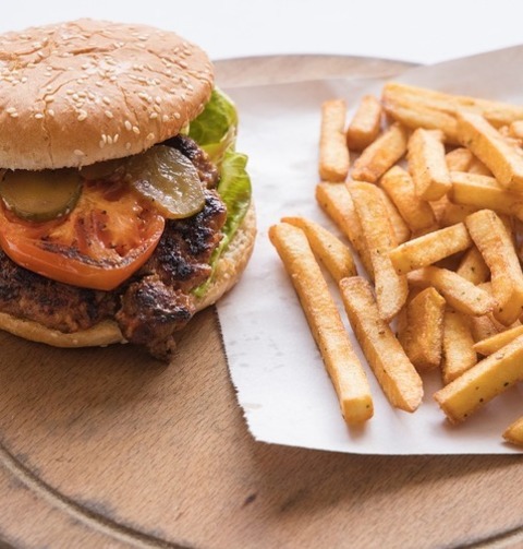 Hamburgers With Tomatoes, Pickles And Fries Recipe