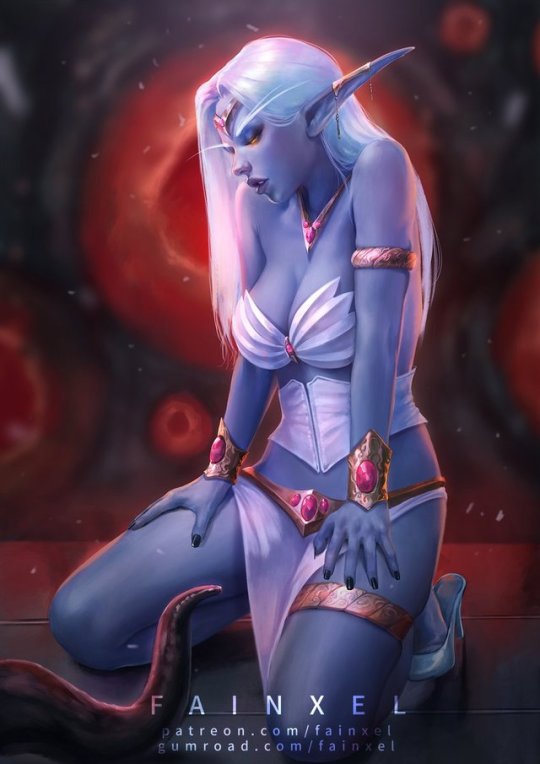 warcraft-art-gallery: Queen Azshara [Artist:  Fainxel   ] https://twitter.com/fainxel  >that white hair>those long earsWhy can’t Elves be real?REEEEEEEEE