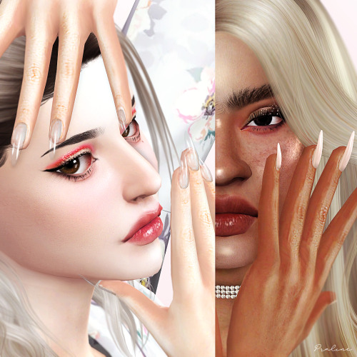 pralinesims:pralinesims: BUBBLE POP &amp; SUGAR MILK Nails RELOADEDHiii! ♡ I’m back with a big set 