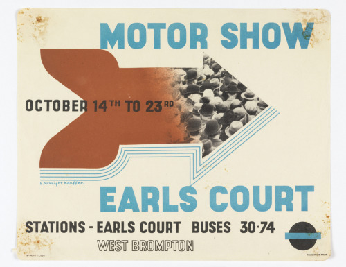 Edward McKnight Kauffer, poster for Earls Court Motor Show, 1937. England. Via Cooper Hewitt