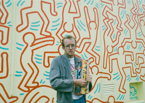 mfjr:  Keith Haring in front of his mural at at Collingwood College, Melbourne, Australia, 1984 