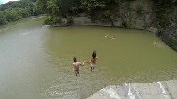 thatcuterelationshipiwant:  Cliff jumping