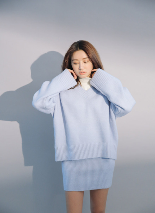 emolyf:  knit pullover and skirt set (sky blue)