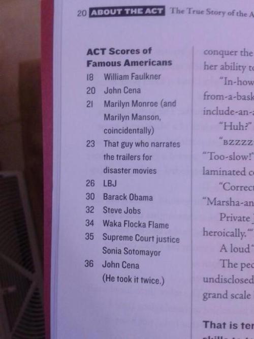 captoring: honmania: jean-luc-gohard: Waka got a higher ACT score than Steve Jobs and two Presidents