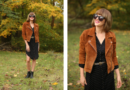 Bob with Bangs, BlankNYC jacket, Suede Jacket, Fall Outfit Idea, Hairstyles