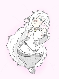 superlolian:  Lil’ Fem Sheepy in some lingerie, with chubbier legs than usual.