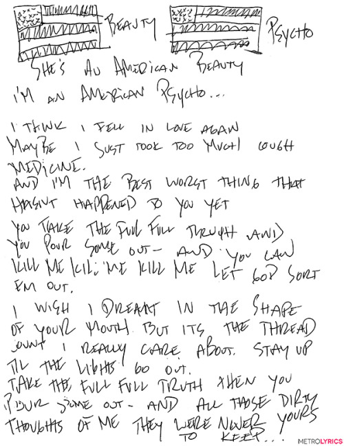 nottthesunn:Fall Out Boy Handwritten Lyrics