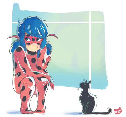 snozzbearart:had a weird day yesterday so stayed up late and drew some more self indulgent ladybug. 