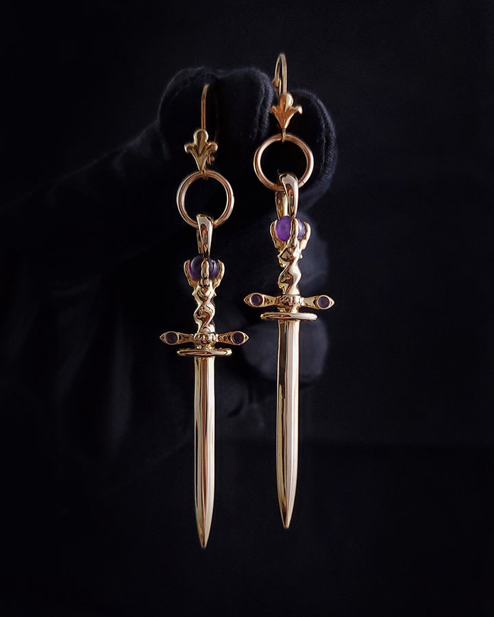 Athame Dagger Earrings Witch Collection Handmade