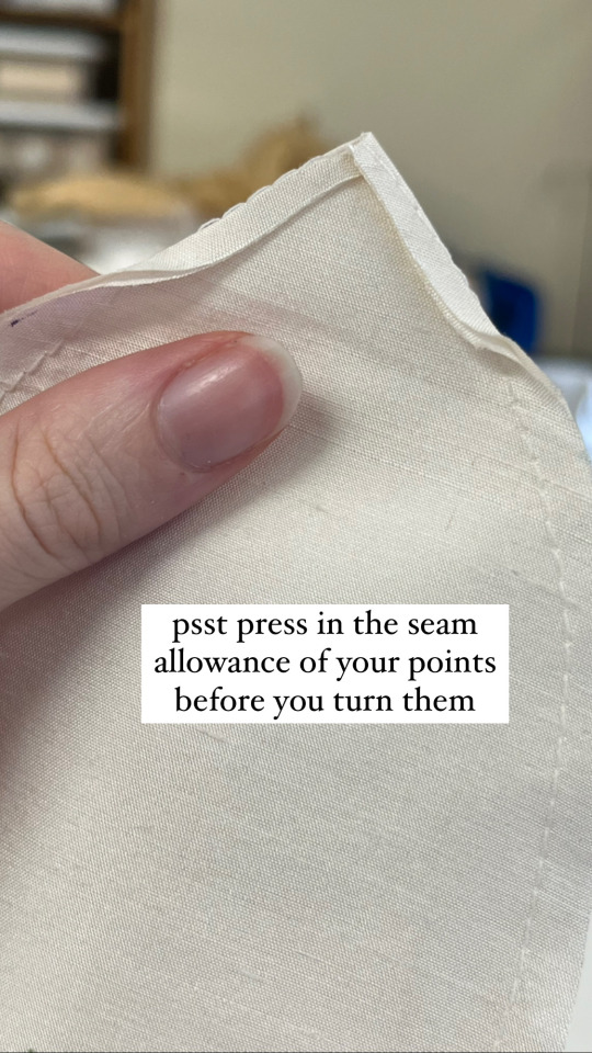A little tip for Crisp Corners today! Press your seam allowances in before you turn the corners and it makes beautiful points!...