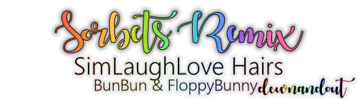 SimLaughLove Bun Bun & Floppy Bunny Hairs in Sorbets RemixUpdated recolours from my ORIGINAL POS
