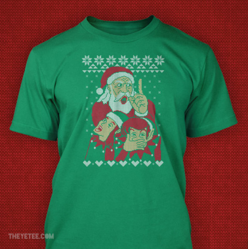 space-coyote:  X-MAS, MAH BOI!  Embrace the ugly Christmas sweater spirit. Frighten friends, co-workers, and family. Available November 3-10 at The Yetee. Get the sweatshirt (ษ): http://www.theyetee.com/sweaterfest/detail.php?itemid=SF3-MAHBOI Get