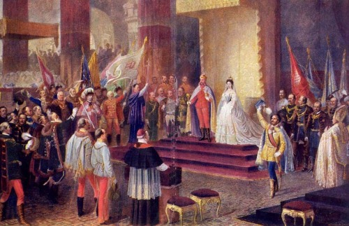 Emperor Franz Joseph and Empress Elisabeth of Austria coronation as King and Queen of Hungary in Bud