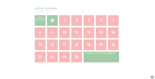 venusthms:  page 12: polaris  | advent calendar page this is a very very simple advent cal