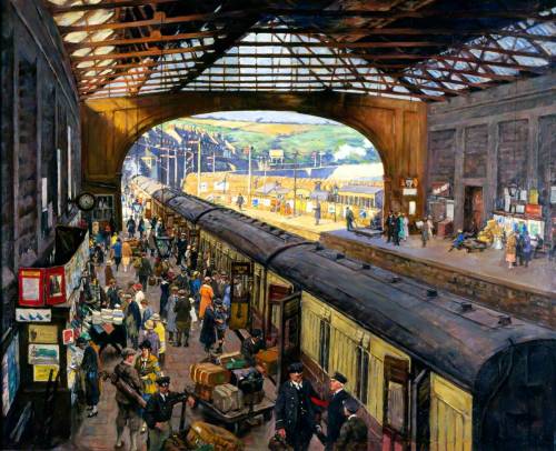 Stanhope Forbes (Irish, 1857-1947), The Terminus, Penzance Station, Cornwall, 1925. Oil on canvas, 1