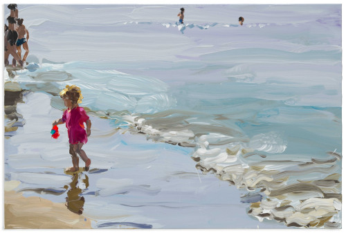 Beach   -   Jan de Vliegher , 2021.Belgian, b.1964-Acrylics on canvas ,  80 × 120 cm