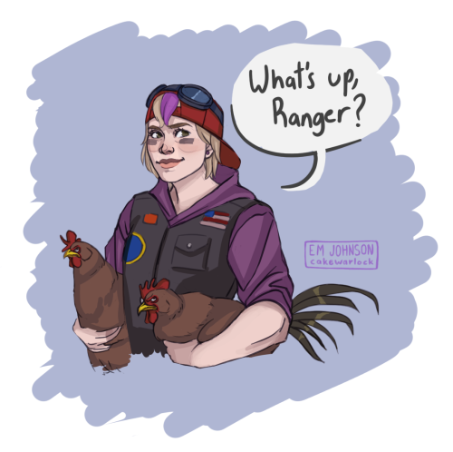 Drawtober 4. Who better to wrangle cyborg chickens than a farm girl mechanic?