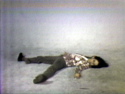 flutedsleeves:bruce nauman, ‘elke allowing the floor to rise up over her, face up’ (1973): video still