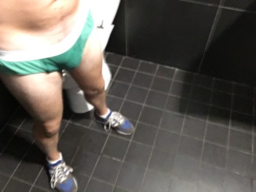 #me playing with my piss soaked briefs in the gym bathroom and lockerroom toilet Rubbing pissy brief