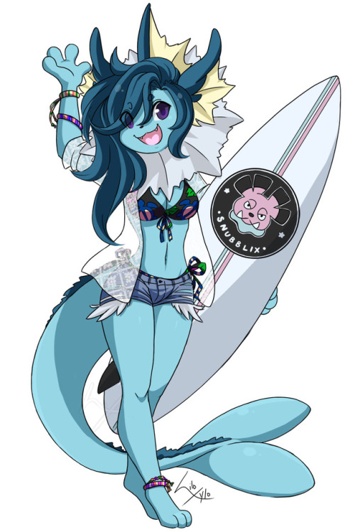 niloxylo: A commission for @easyseabreezy and Red of a ‘so-cal surfer vaporeon‘~! I absolutely love 