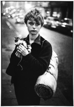 myzombie-heart:  Girl Holding Kitten, London, 1960 (Bruce Davidson)   Bruce Davidson’s Best Shot “I found this young woman quite by accident, as I was walking the London streets. I came upon a group of teenagers, and struck up a conversation. They