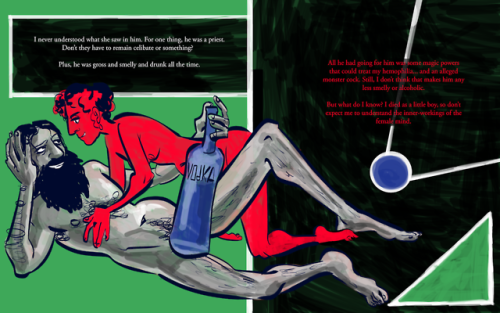 a cover and two spreads from a hypothetical adult picture book that i guarantee you is never actuall