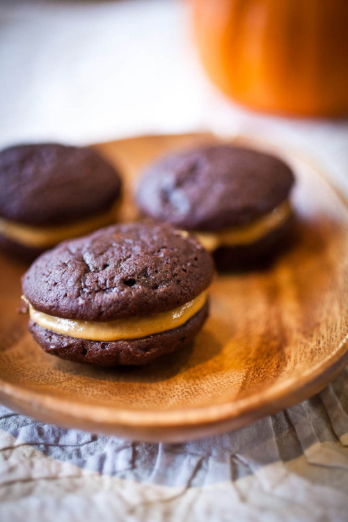 Chocolate Whoopie Pies with Pumpkin Custard Filling