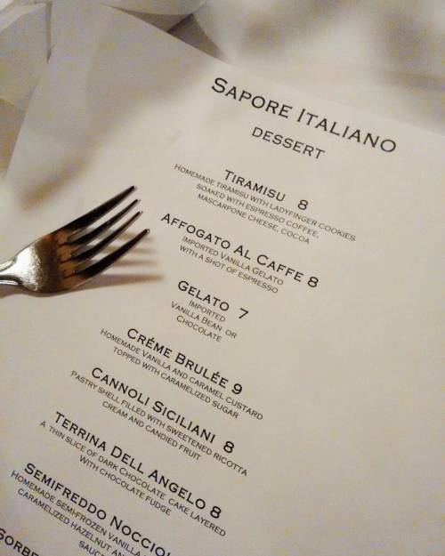 [hands back menu] “One please.” (at Sapore Italiano)