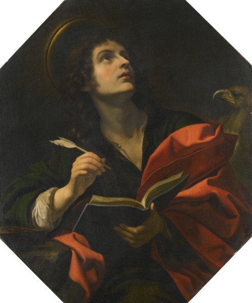 Saint John the Evangelist.c.1675. Oil on Canvas. Octogonal. 97 x 79 cm. Art by Carlo Dolci.(1616-168