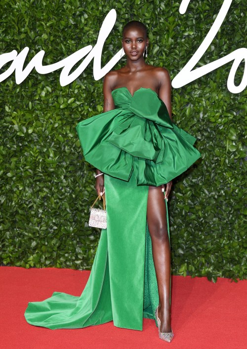 Adut Akech in Valentino Haute Couture at the 2019 British Fashion Awards