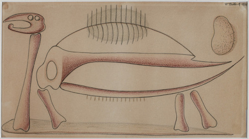 theegoist: Maruja Mallo - Skeleton (translucent dinosaur), 1933. Pencil and ink on paper, 20 x 34 cm