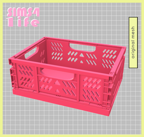 sims41ife:Pastel crate setSet includes: crate, crate upside down, crate pile, crate shelf, 2 types o