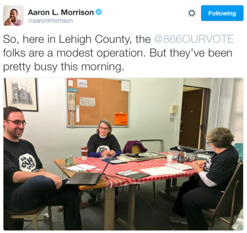 micdotcom:
“ In Pennsylvania, election observers are guarding against voter suppression tactics ALLENTOWN, Pa. — Minority voters here may notice the presence of election observers milling about polling places during Tuesday’s election. Pennsylvania...